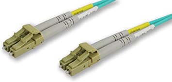 50/125-10 Gig Aqua Duplex Multi-Mode Fiber Optic Patch Cable, LC-LC,  Meters in Length Aqua