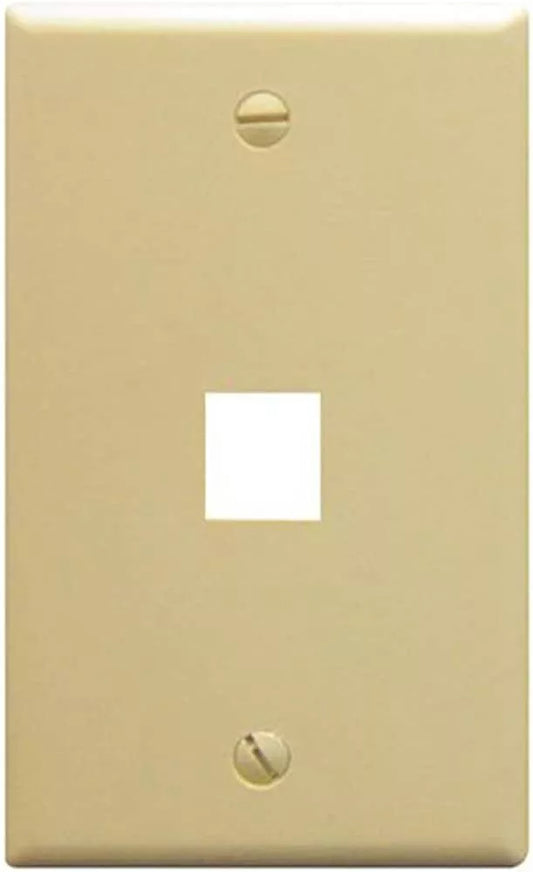 1-Port Single Gang Keystone Wall Plate, Ivory