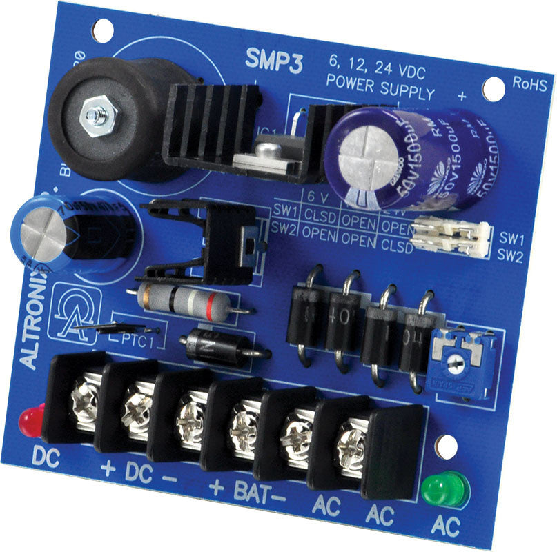 Power Supply Charger, Single Output, 6/12/24VDC @ 2.5A,