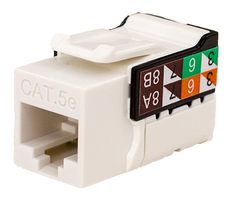 Vertical CAT5E Data Grade Keystone Jack, RJ45, White.