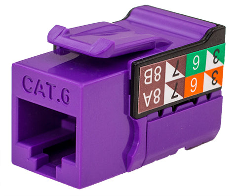 Vertical Cable CAT6 Data Grade Keystone U-Jack, RJ45 90° 8×8 Purple