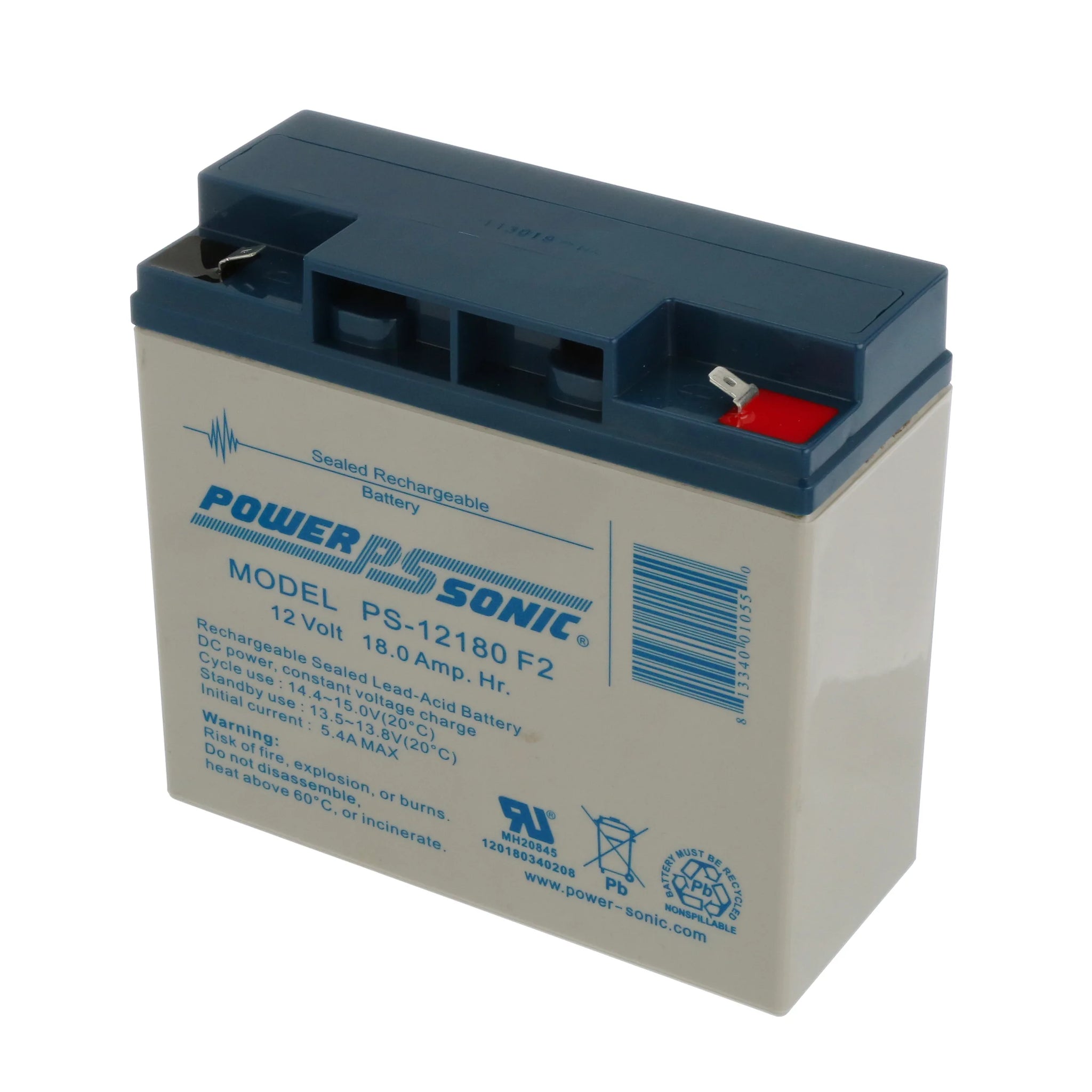 Power Sonic PS-12180F2 Rechargeable Sealed Lead Acid Battery