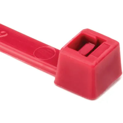 Standard Cable Tie, 8" Long, 50lb Tensile Strength, PA66, Red, 100/pkg