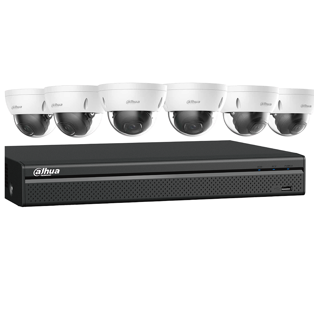 Six (6) 4K Dome Network Cameras with One (1) 8-channel 4K NVR