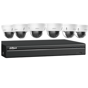 Six (6) 4K Dome Network Cameras with One (1) 8-channel 4K NVR