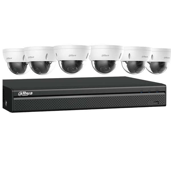 Six (6) 4K Dome Network Cameras with One (1) 8-channel 4K NVR