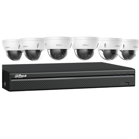 Six (6) 4K Dome Network Cameras with One (1) 8-channel 4K NVR