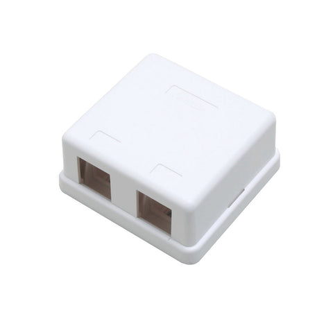 QUEST UNLOADED KEYSTONE SURFACE MOUNT BOX, 2-PORT, WHITE