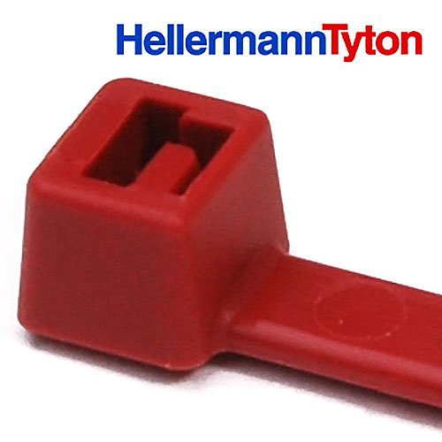 HellermannTyton Cable Tie, 8" Long, UL Rated, 50lb Tensile Strength, PA66, Red, 1000/pkg