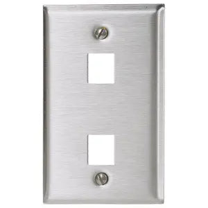 Stainless Steel Plate with Label Fields, Single-Gang, 2-Port