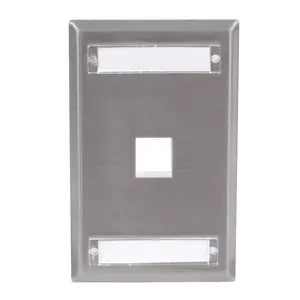 Stainless Steel Plate with Label Fields, Single-Gang, 1-Port