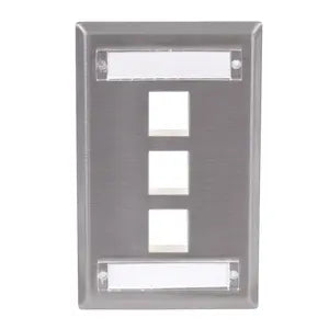 Stainless Steel Plate with Label Fields, Single-Gang, 3-Port