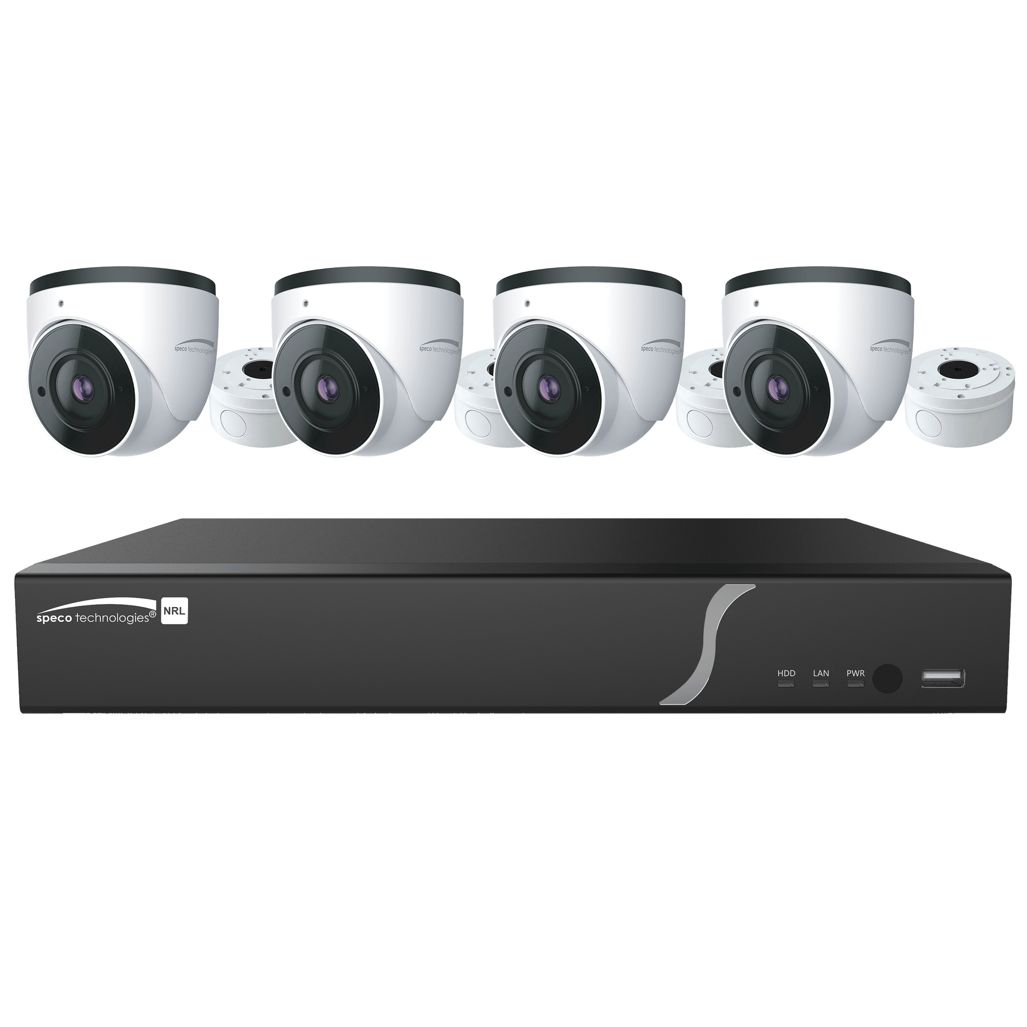 4 CH H.265 NVR w/ 4 H.265 IP Turrets 2.8mm lens