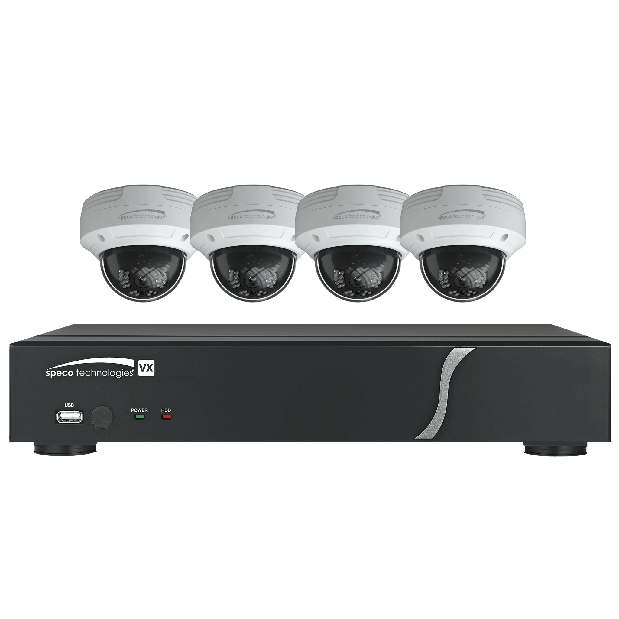 4CH HD-TVI DVR, 1080p, 60fps, 1TB w/ 4 Outdoor IR Dome Cameras White Housing, 2.8mm lens