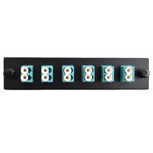 LC Duplex 6 Pack Plate Loaded with Aqua OM3 MM Adapters – Black