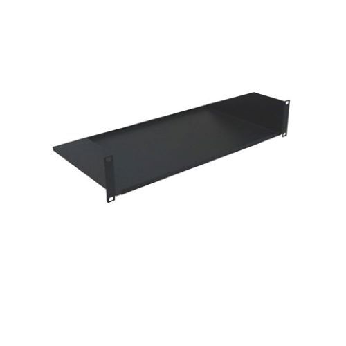 Wavenet 1U 14 inch Solid Bottom, Single-Sided Rack Shelf - 19 inch 1U Wide Rack-mountable - Black Powder Coat - Cold-rolled Steel (CRS) - 25 lbs. Maximum Weight Capacity.