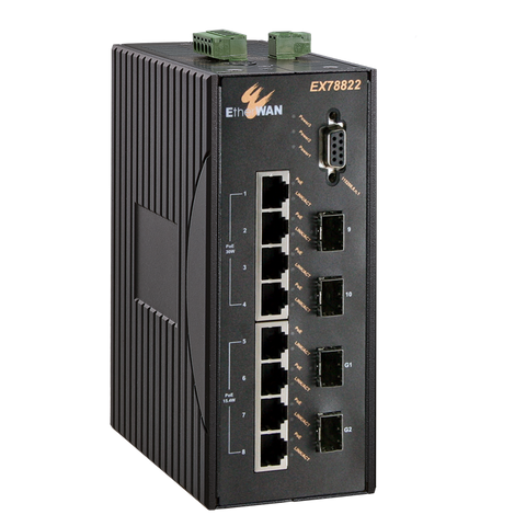EX78000 Series - Hardened Managed 4 to 10-port 10/100BASE (8 x PoE) and 2-port Gigabit Ethernet Switch | Etherwan