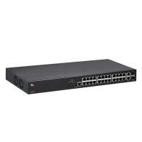 Managed 24-port Gigabit PoE + 2-port  Ethernet Switch, EtherWAN's EX26262F provides a 26-port switching platform with support for IEEE802.3at Power over Ethernet, high performance switching, and the advanced management features required for enterprise environments.  Equipped with 24 10/100/1000BASE-T PoE ports, in combination with 2 100/1000 SFP Combo options, the EX26262F is feature-rich, with 9216 Bytes Jumbo Frame support, full wire speed Gigabit throughput, and QoS support.