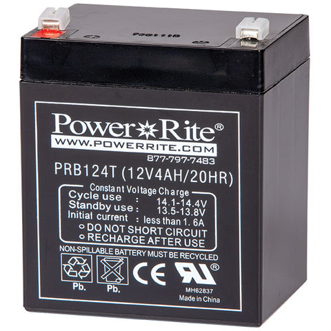 12V4AH/20HR Battery , Power Rite , PRB124T , 12 Volt 4 AMP Battery, Recycle non-spillable. 