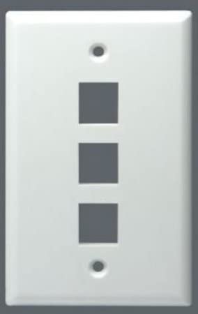 3-Port Single Gang Keystone Wall Plate , White