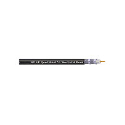 RG 6/U, Quad Shd, 18awg, 60%40% Alum Braid, Copper Clad Steel, 500'