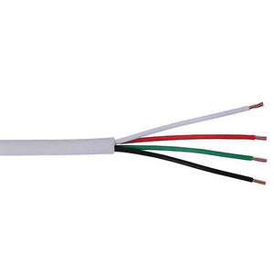 16 Gage 4 Strand White Shielded Copper Wire , Stranded Security Wire , Plenum Rated Security Cable ,