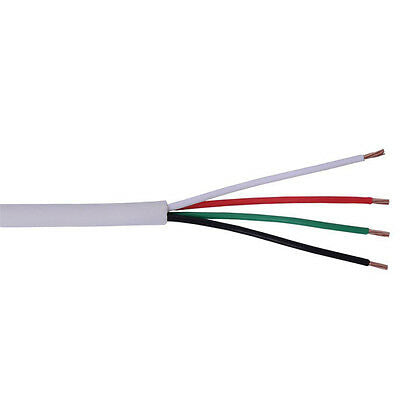 16 Gage 4 Strand White Shielded Copper Wire , Stranded Security Wire , Plenum Rated Security Cable ,