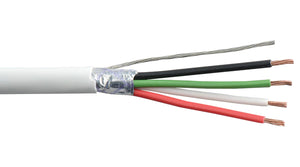 18 Gauge 4 Conductor Stranded and Shielded Riser Rated Cable for Security with a White Jacket . We are a full solution low voltage distributor . Advantage Electronics Wire & Cable stocks Security , Fire , Network, & Access Control Wire as well as materials ; Cameras, maglocks, faceplates and many other parts for your next low voltage project!
